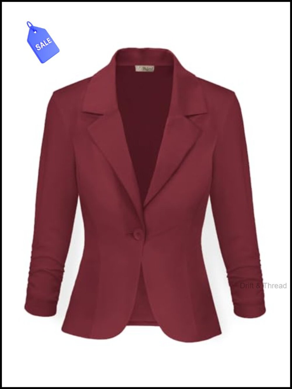 Womens Ponte Blazer Comfy 3/4 Sleeve Notch Lapel Professional Office Jacket